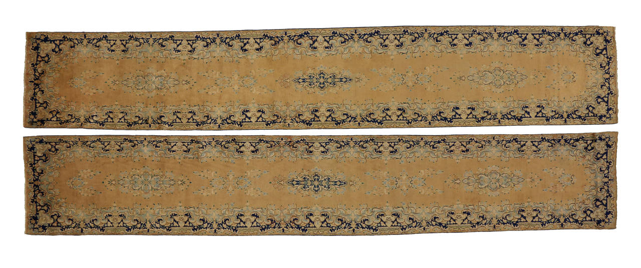 Pair of Matching Vintage Persian Kerman Rug Carpet Runners For Sale 10