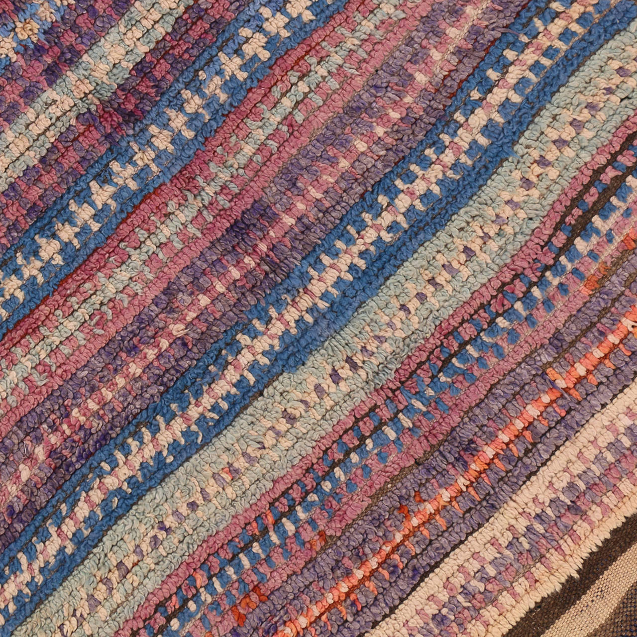 Hand-Knotted Mid-Century Modern Vintage Berber Moroccan Rug in Pastel Colors