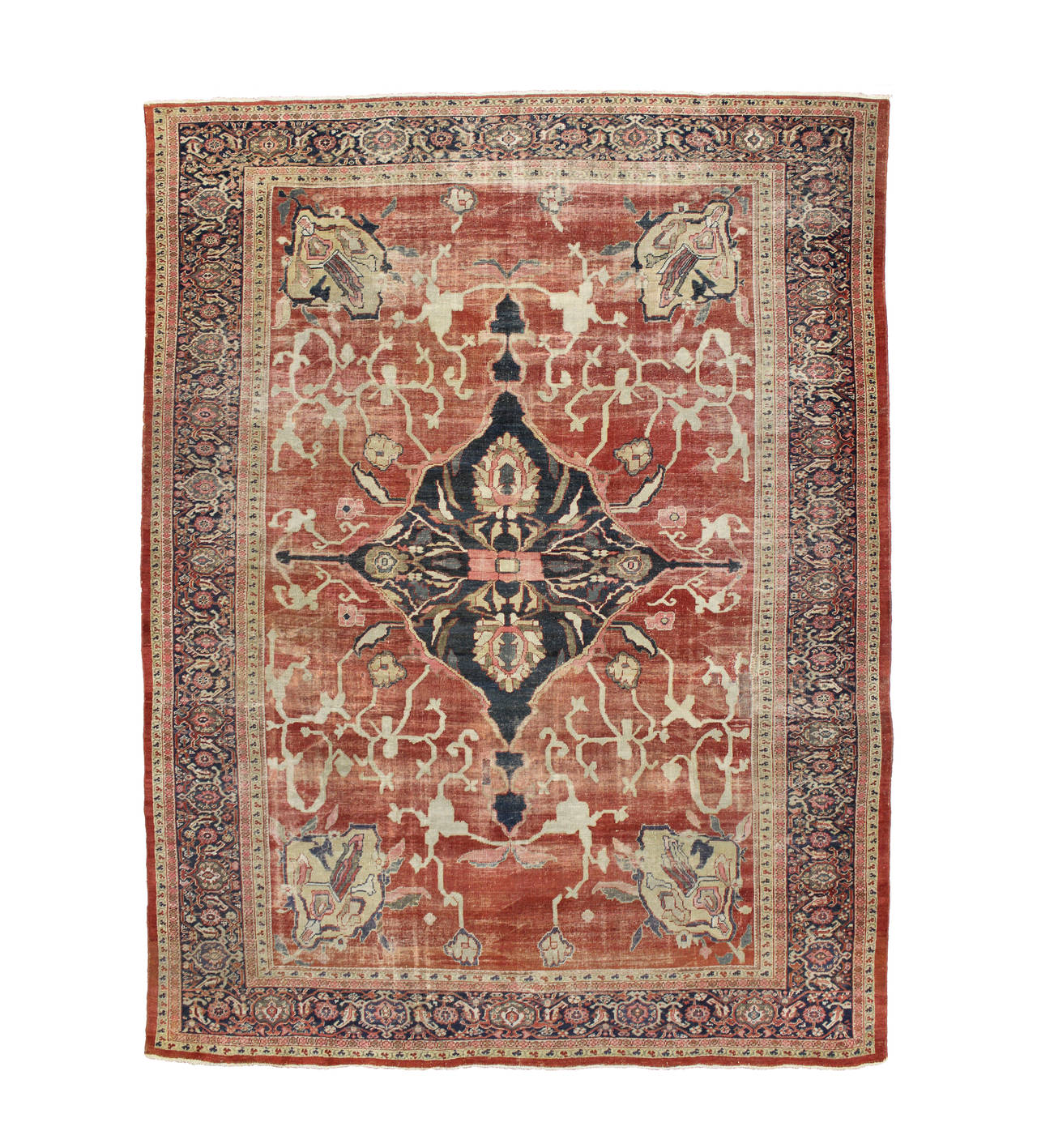 Distressed Antique Persian Sultanabad Area Rug With Modern Rustic Style