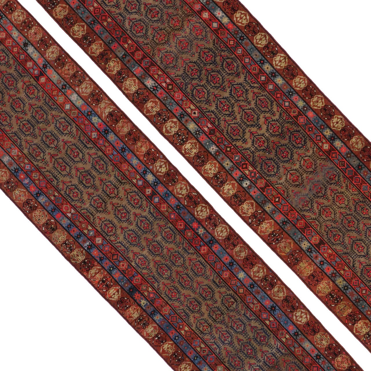 Pair of Antique Persian Kurdish Camel Hair Runners, circa 1920
