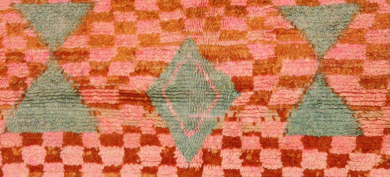 Hand-Knotted Vintage Azilal Moroccan Rug with Checkerboard Design
