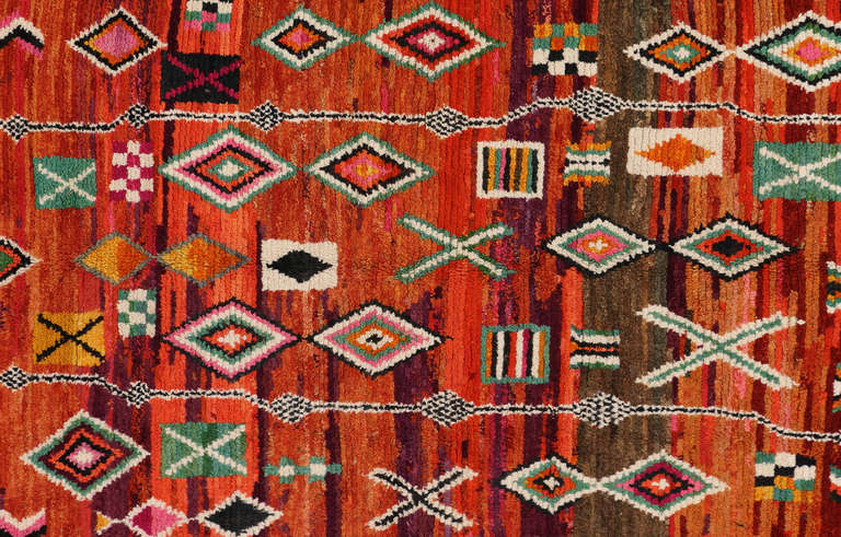 Vintage Moroccan Rug with Geometric Print, Tribal Style Berber Moroccan Area Rug 2