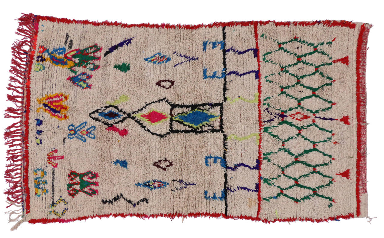 Wool Berber Moroccan Rug with Abstract Tribal Design