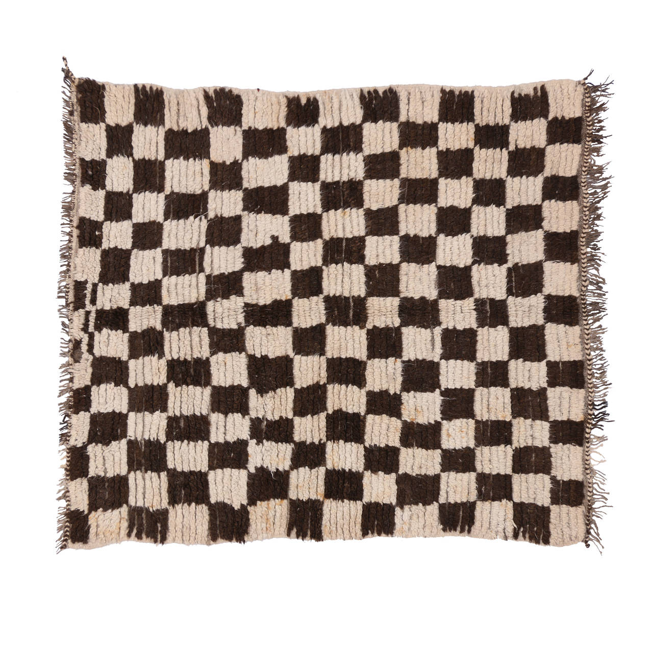 Vintage Berber Moroccan Rug with Retro Checkerboard Design and Cubism Style 4