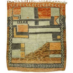 Moroccan Square Rug with Mid-Century Modern Style