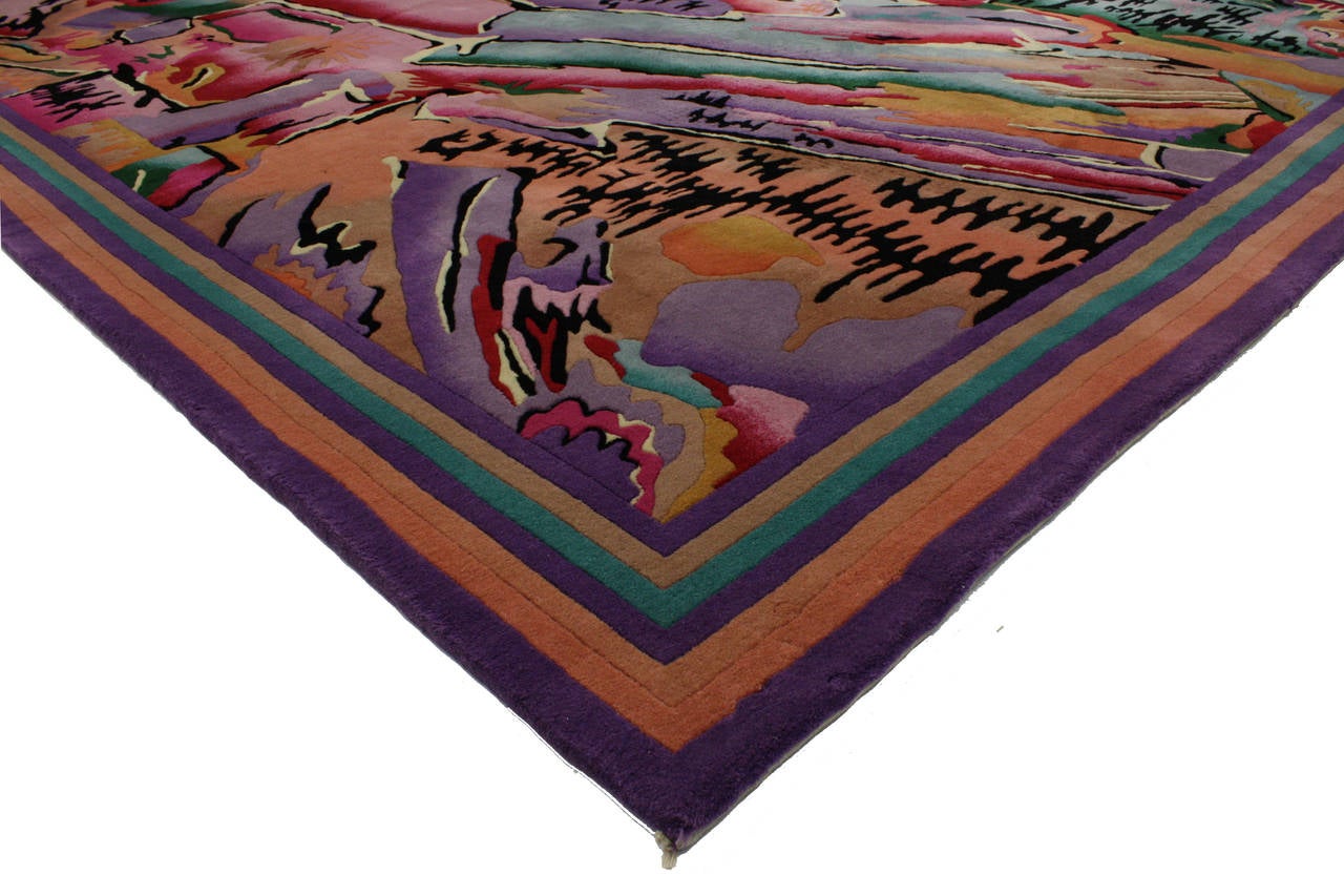 Chinese Art Deco Savonnerie Vintage Rug, 09'02