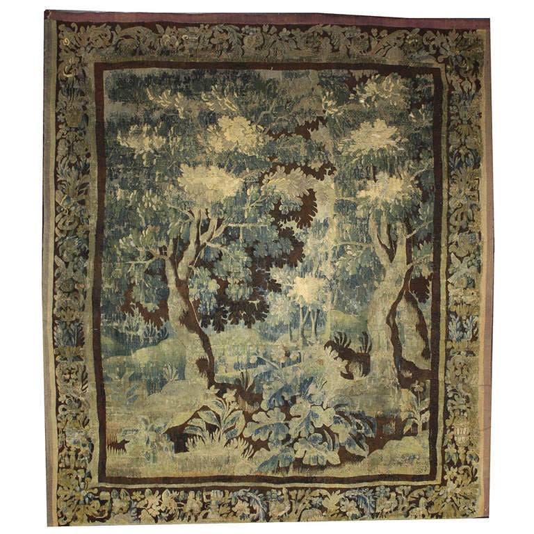 Louis XIV–style Aubusson Verdure tapestry, 1750–59, offered by Esmaili Rugs