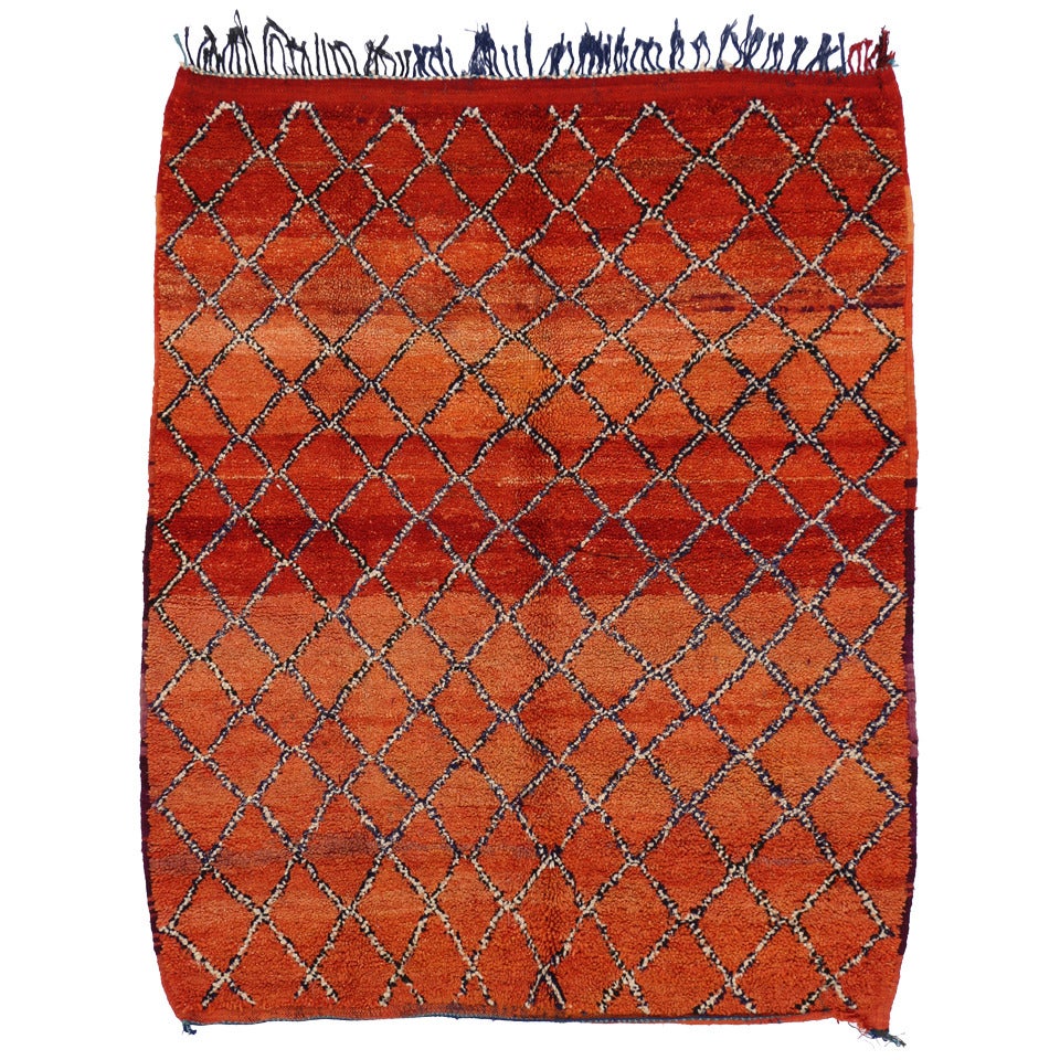 Contemporary Berber Moroccan Rug with Retro Mid-Century Modern Style