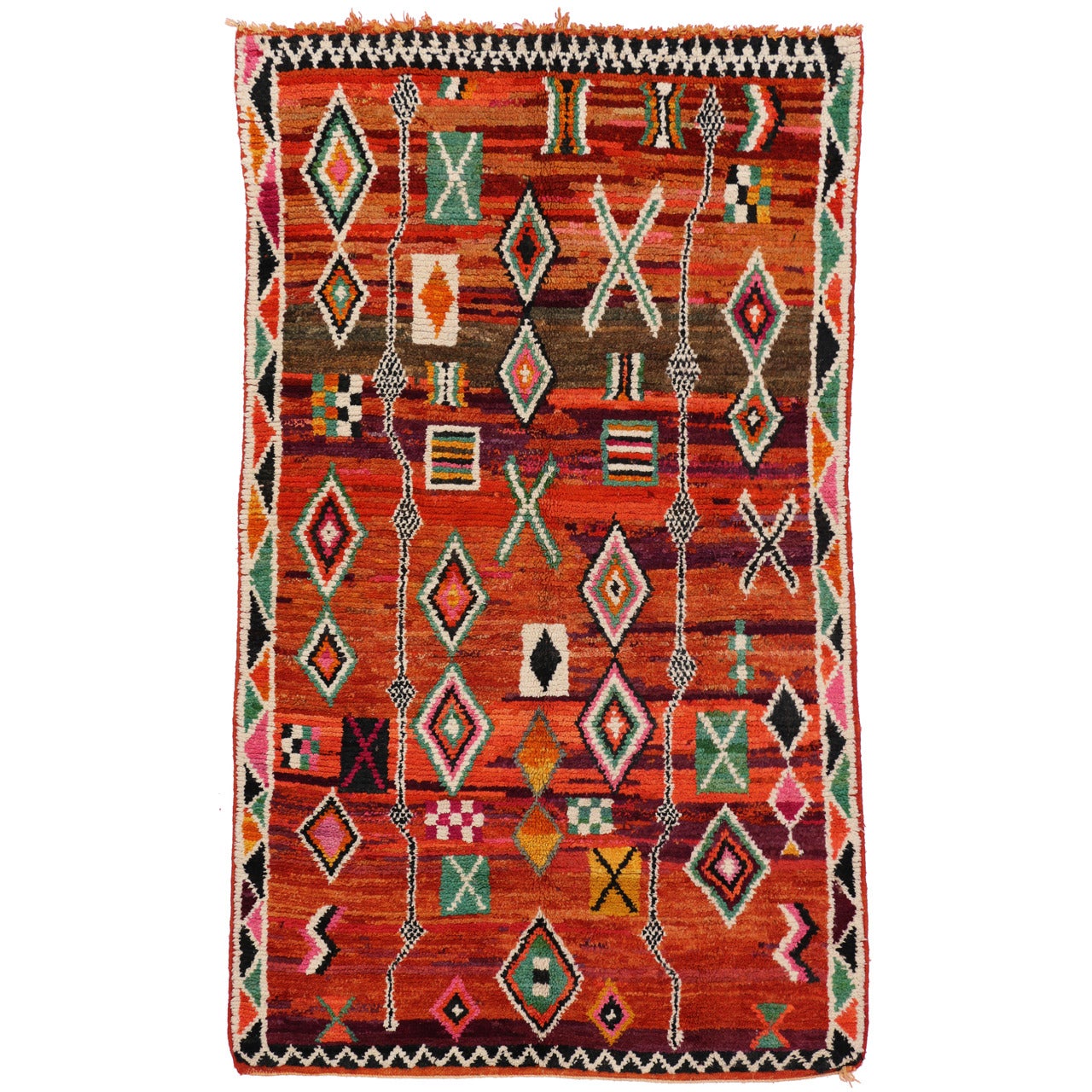 Vintage Moroccan Rug with Geometric Print, Tribal Style Berber Moroccan Area Rug