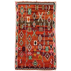 Vintage Moroccan Rug with Geometric Print, Tribal Style Berber Moroccan Area Rug