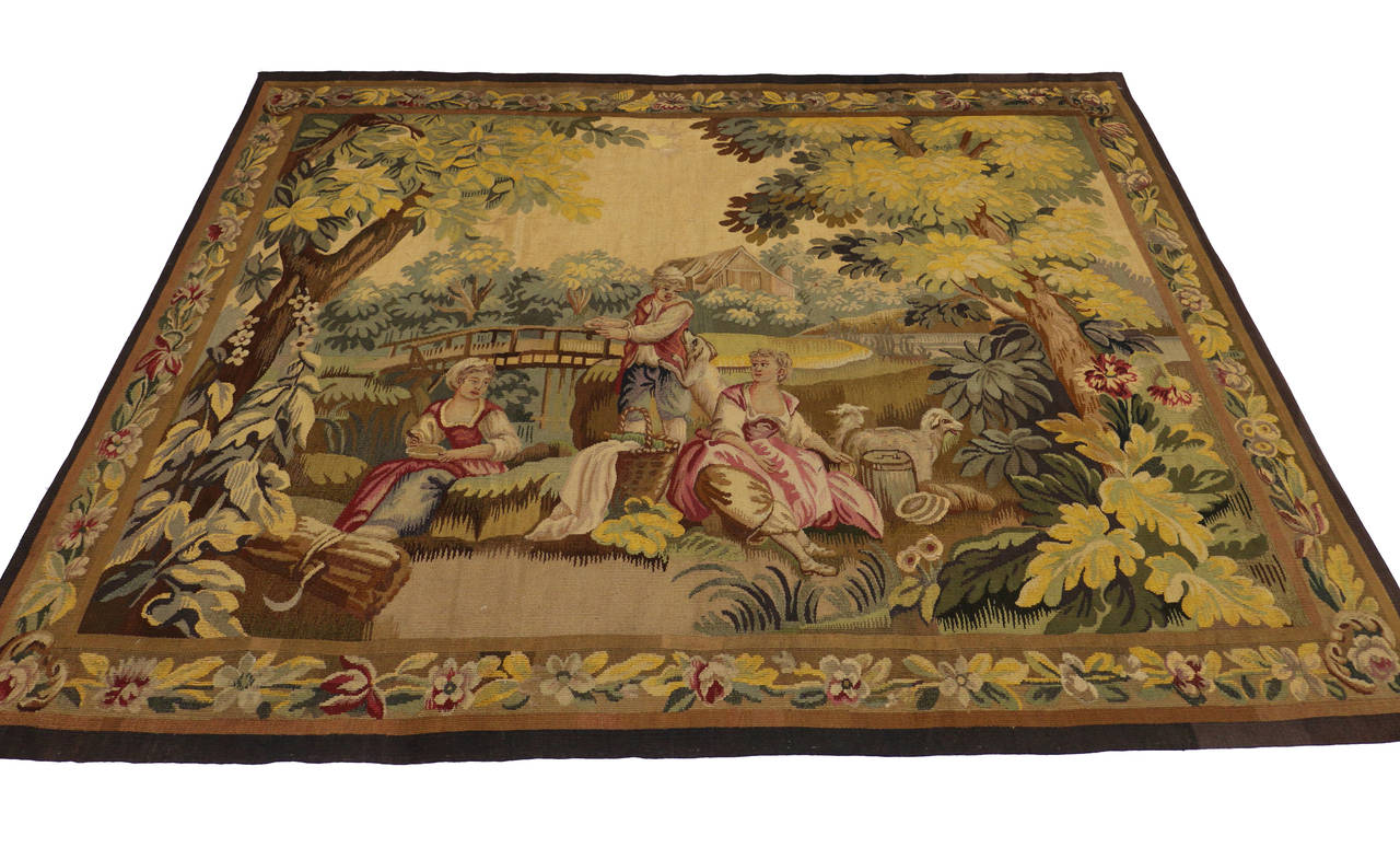 Late 19th Century Antique Tapestry with Old World Charm and French