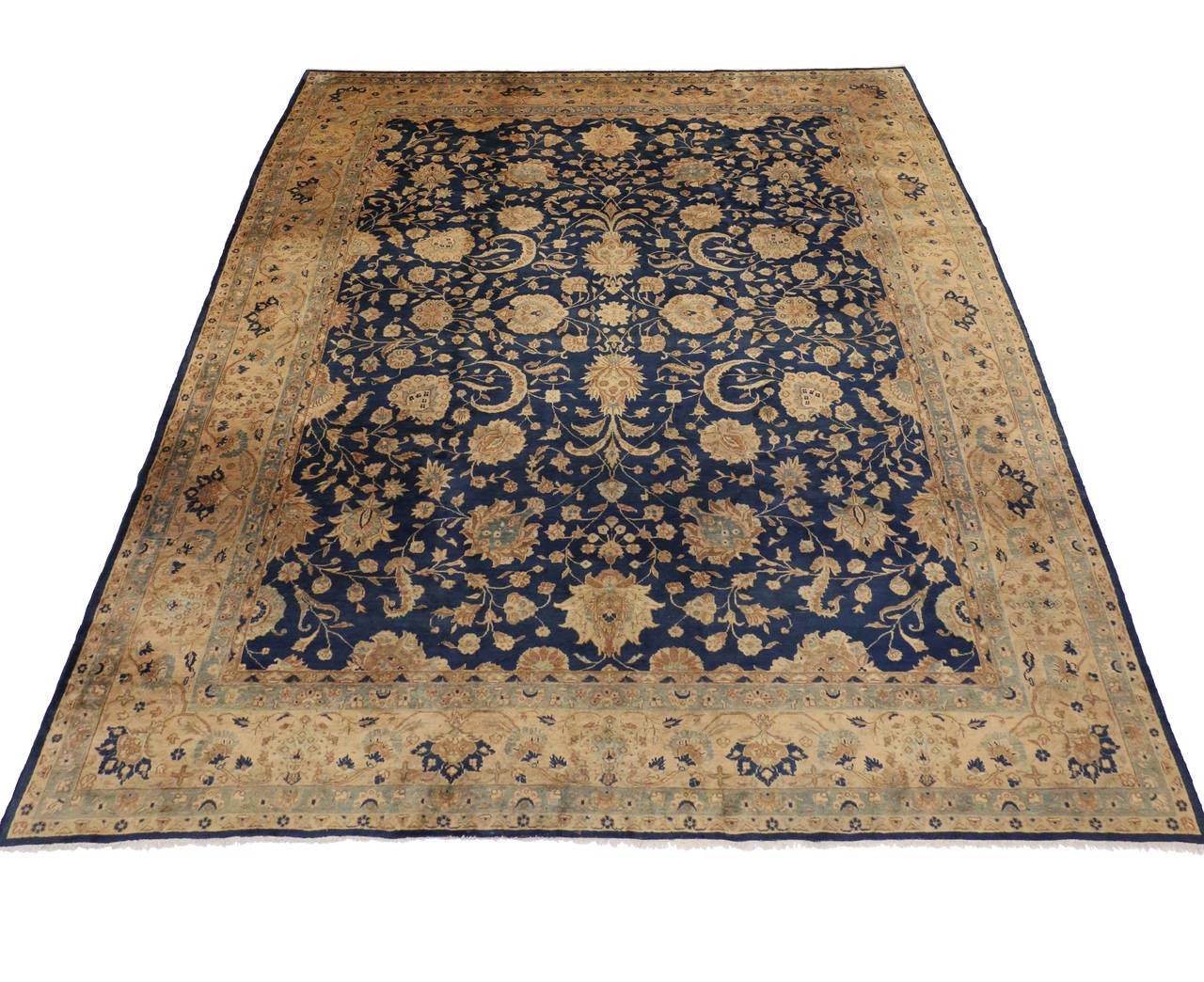 Wool Antique Indian Agra Rug with Hollywood Regency Style