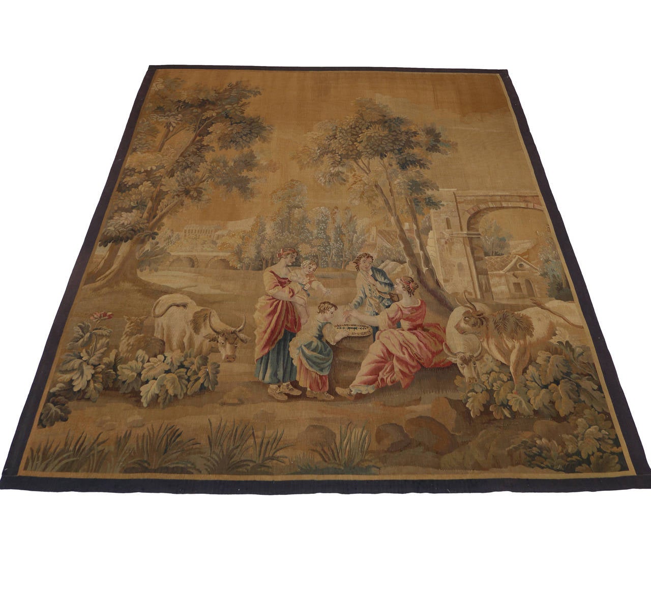 Late 19thCentury Antique French Aubusson Wall Tapestry with Old World