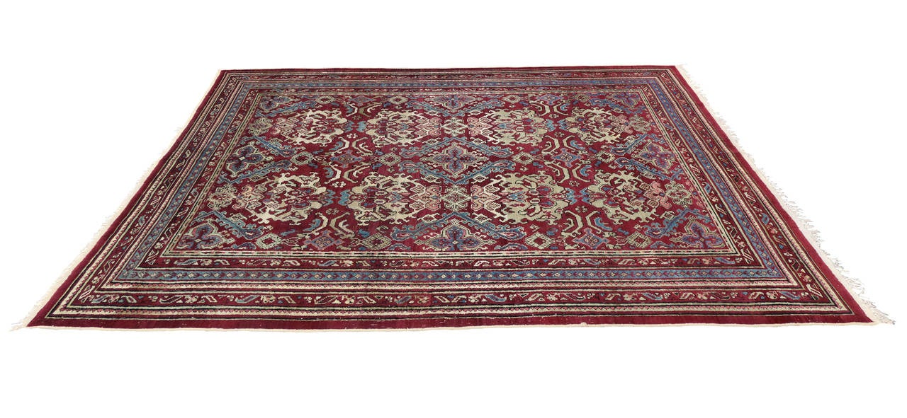 19th Century Antique Indian Agra Rug with Modern Design For Sale 2