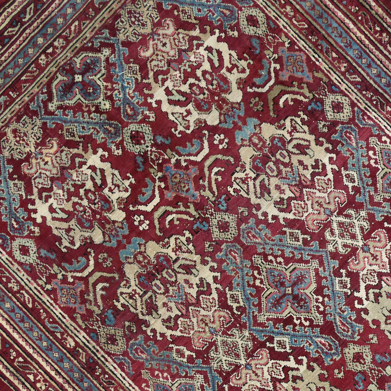 19th Century Antique Indian Agra Rug with Modern Design For Sale 3