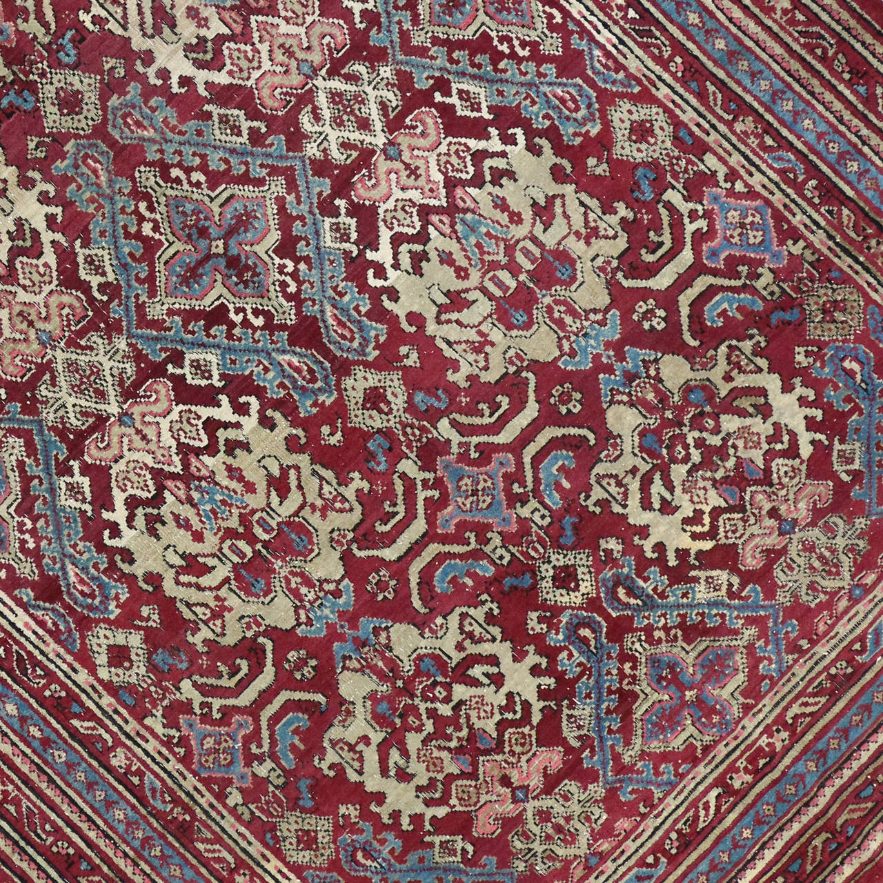 19th Century Antique Indian Agra Rug with Modern Design For Sale 4