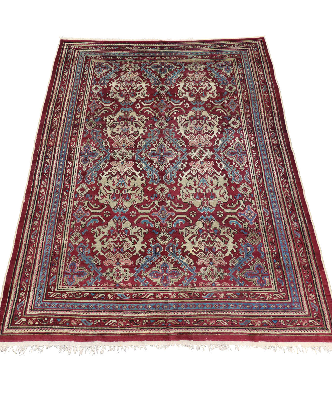 19th Century Antique Indian Agra Rug with Modern Design For Sale 5