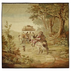 Late 19th Century Antique French Pastoral Tapestry Route de Limoges Louis XV Art