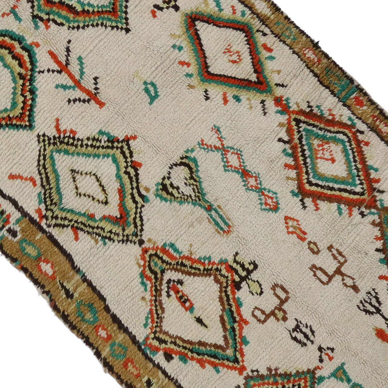 Wool Vintage Moroccan Azilal Runner with Modern Tribal Style, Shag Hallway Runner