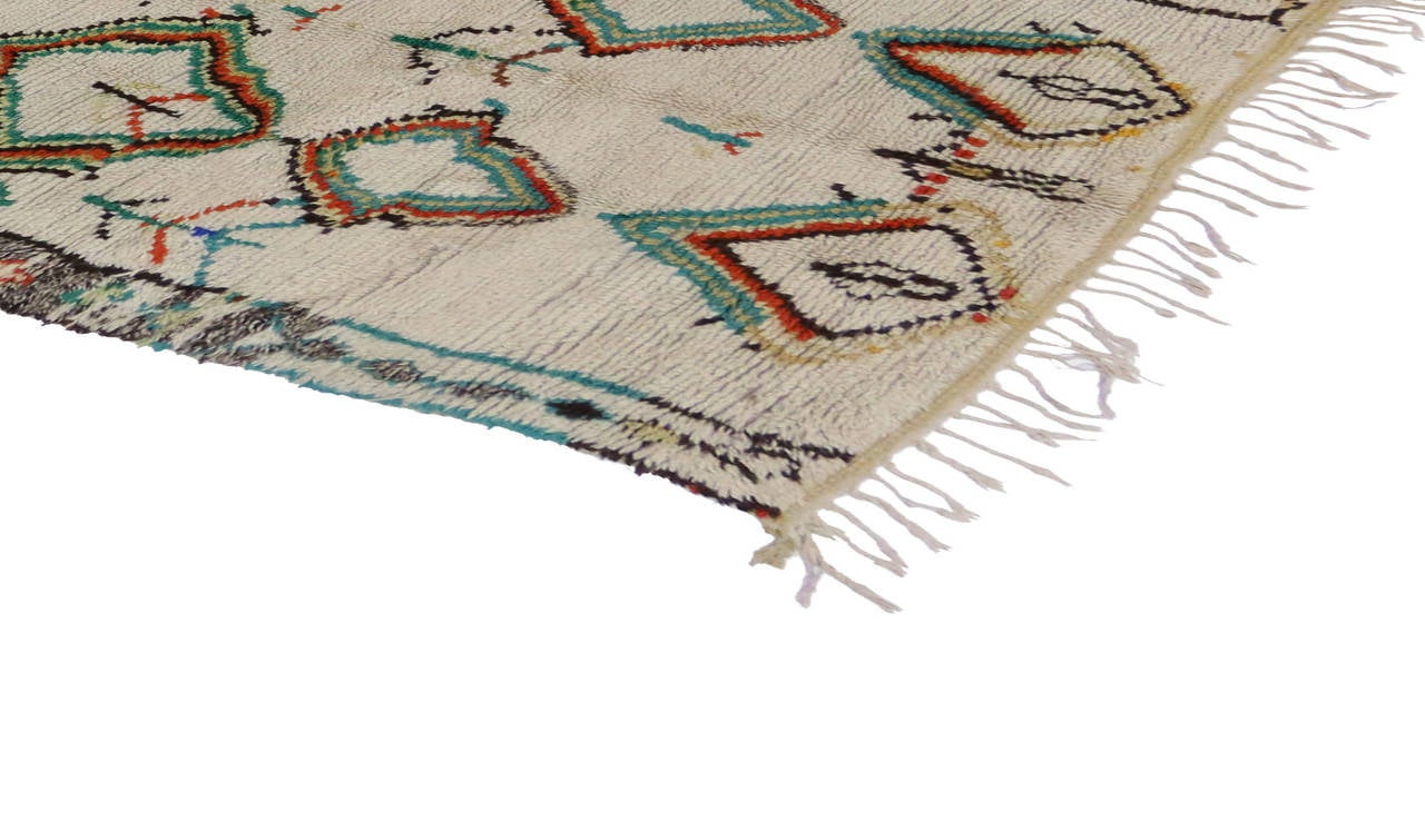 Hand-Knotted Vintage Moroccan Azilal Runner with Modern Tribal Style, Shag Hallway Runner