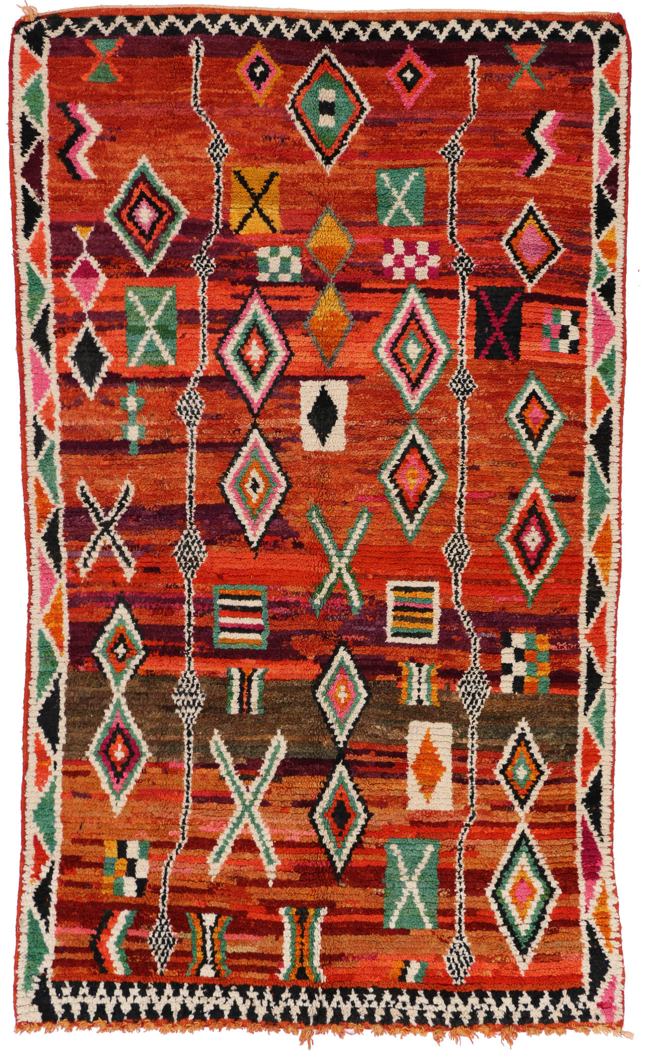 MidCentury Modern Berber Moroccan Rug with Tribal Design For Sale at