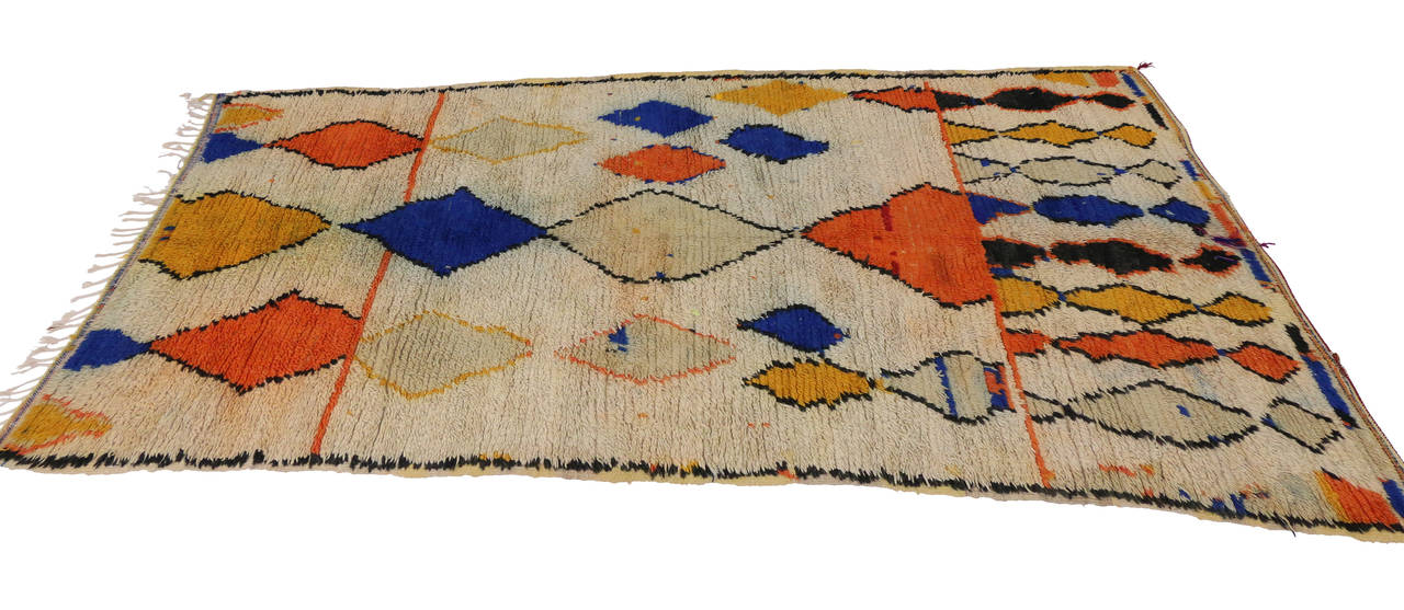 Mid-Century Modern Berber Moroccan Rug with Abstract Design 1