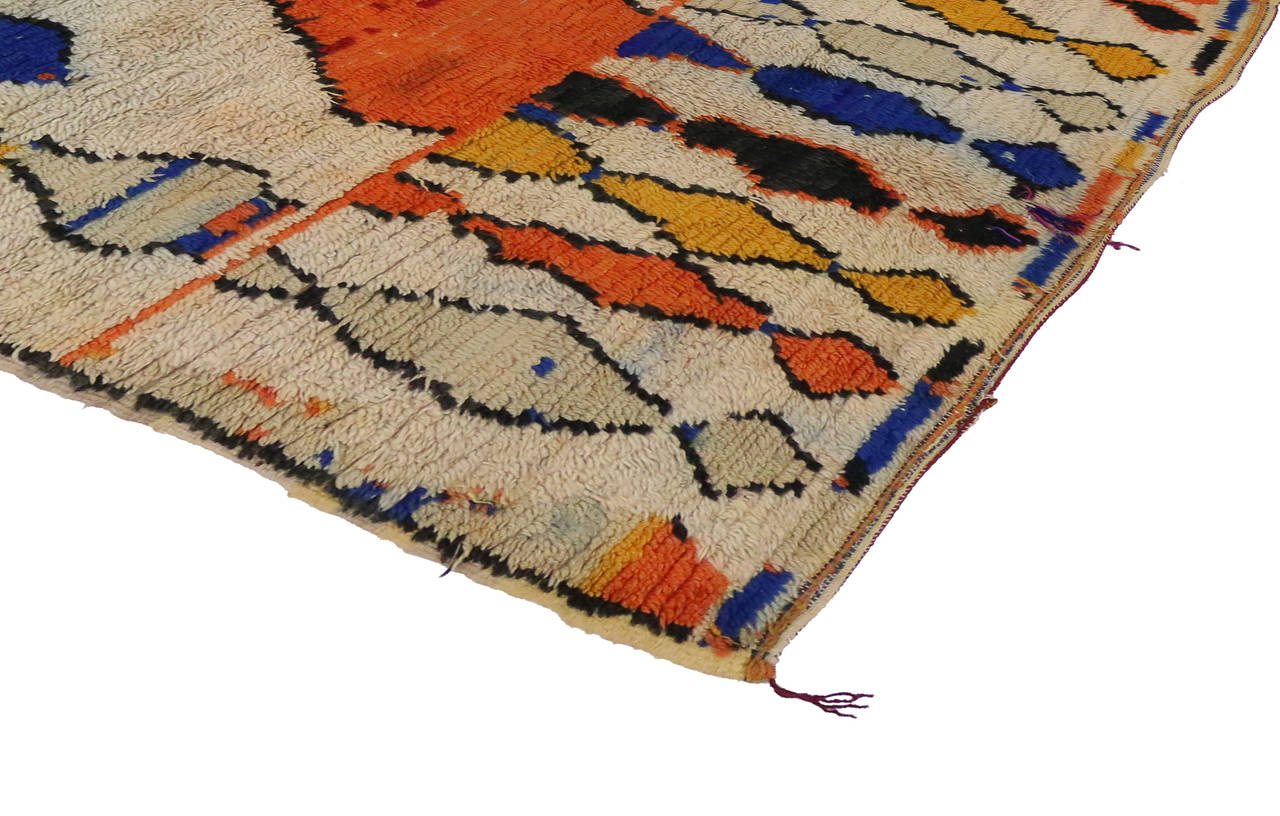 20th Century Mid-Century Modern Berber Moroccan Rug with Abstract Design