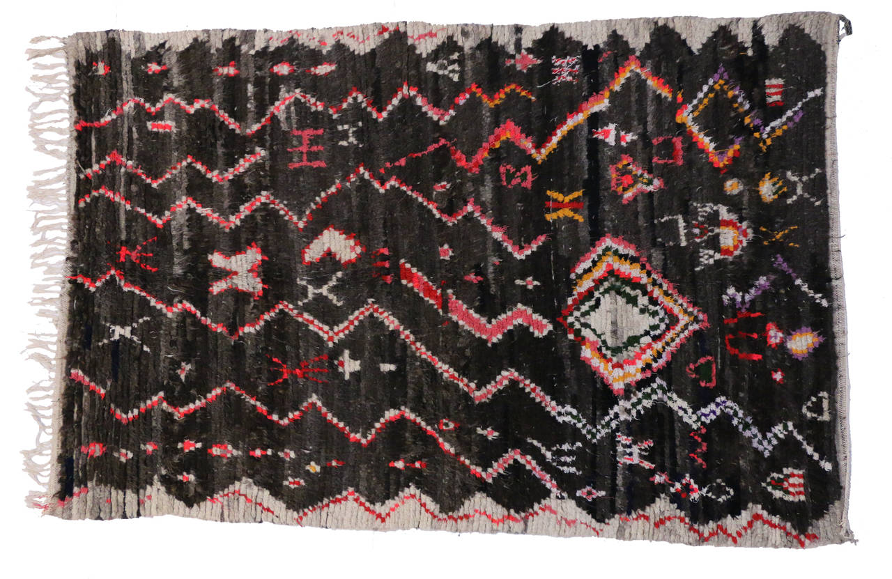 Mid-Century Modern Berber Moroccan Rug with Abstract Tribal Design 4