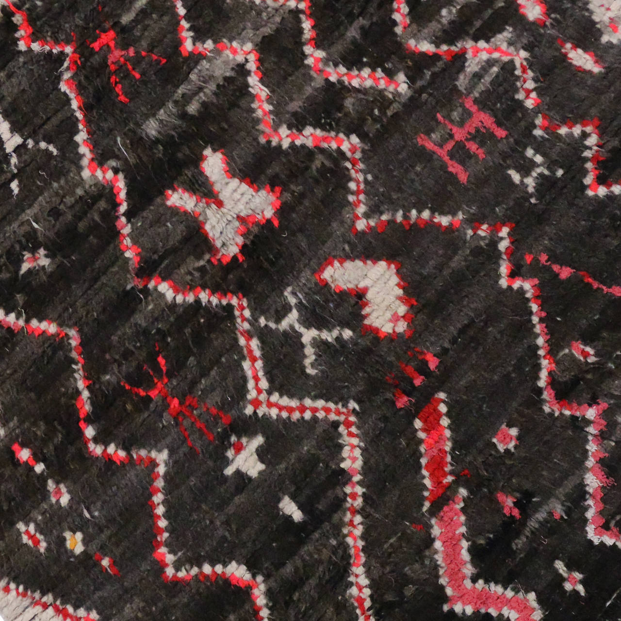 Hand-Knotted Mid-Century Modern Berber Moroccan Rug with Abstract Tribal Design