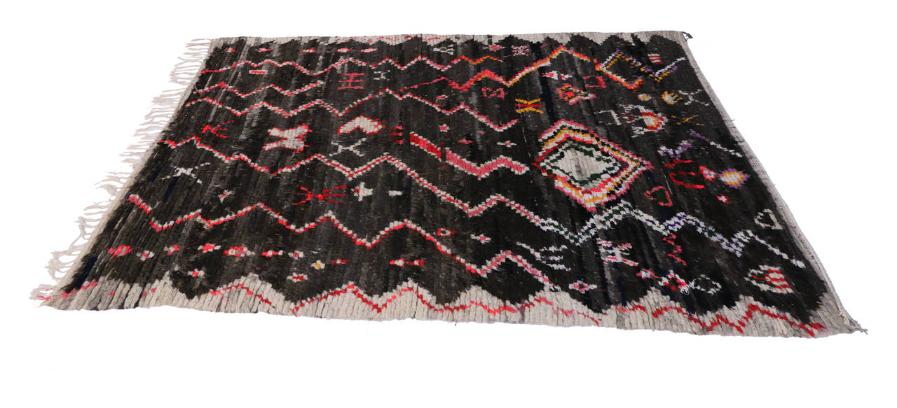 Mid-Century Modern Berber Moroccan Rug with Abstract Tribal Design 3