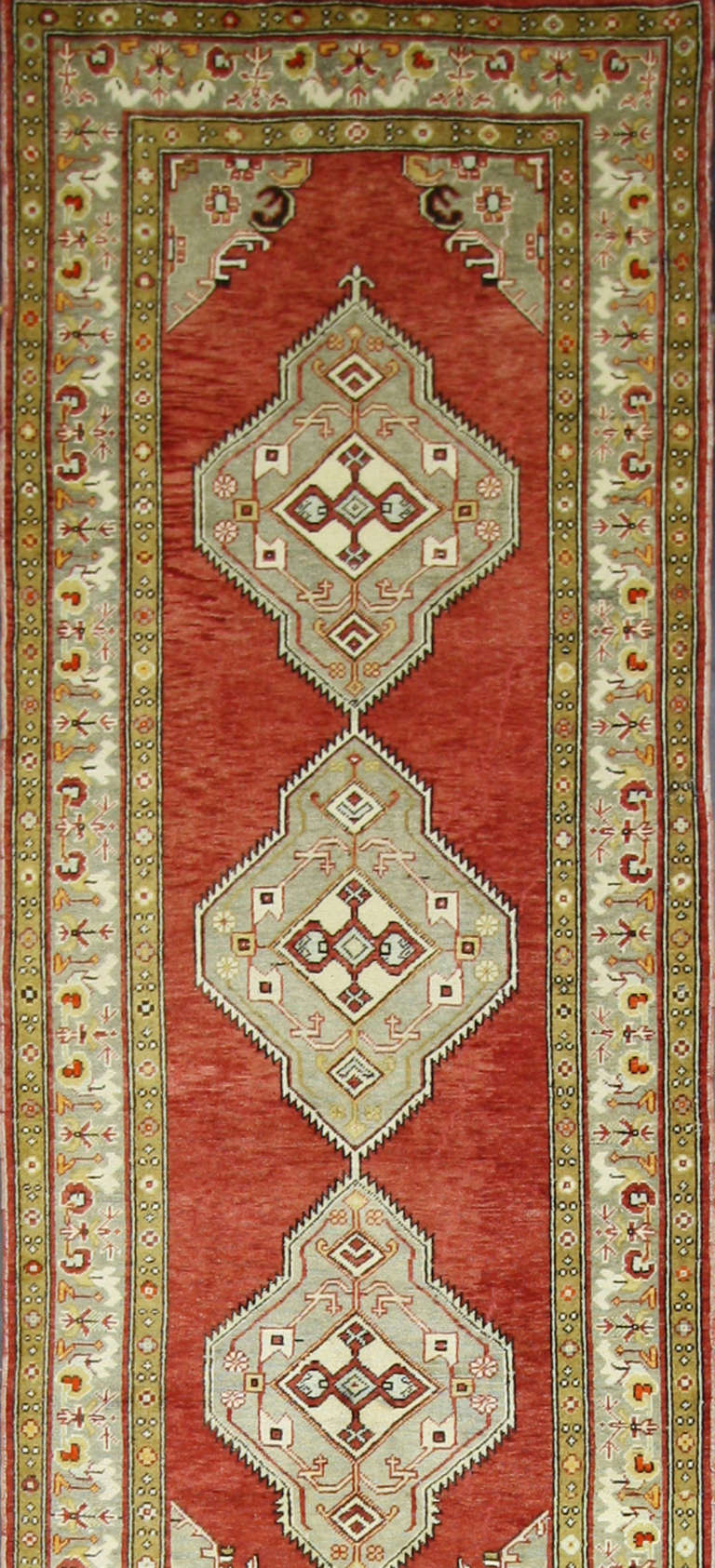 Hand-Knotted Vintage Turkish Oushak Runner with Modern Style, Extra Long Hallway Runner