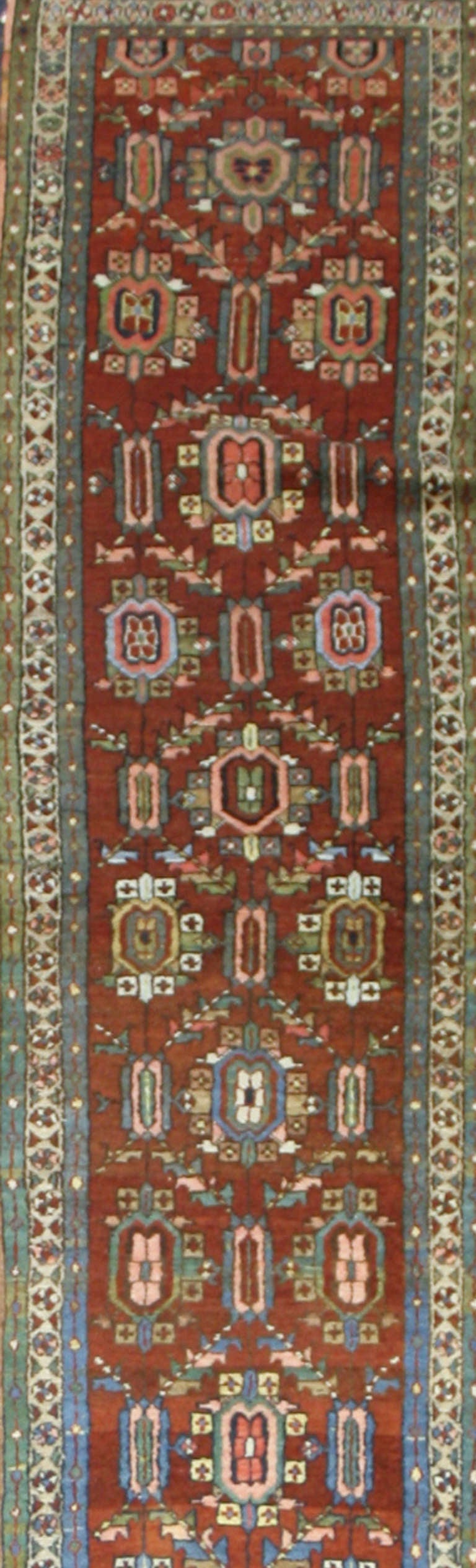 Antique Persian Heriz Carpet Runner with MidCentury Modern Style For