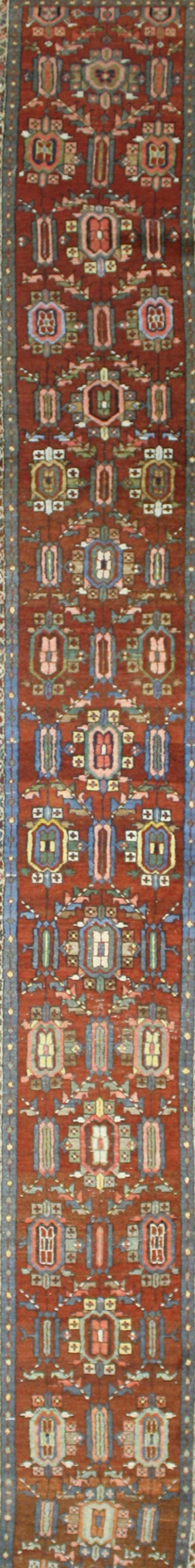 Antique Persian Heriz Carpet Runner with MidCentury Modern Style For