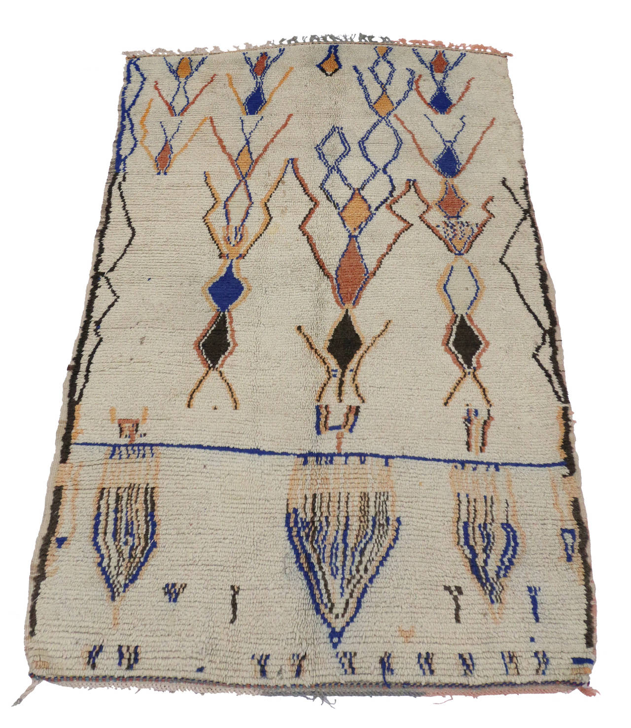 Hand-Knotted Berber Moroccan Rug with Abstract Tribal Design