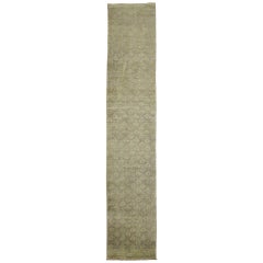 Vintage Turkish Oushak Runner with French Country Cottage Style