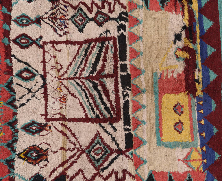 Hand-Knotted Vintage Berber Moroccan Rug with Abstract Tribal Design