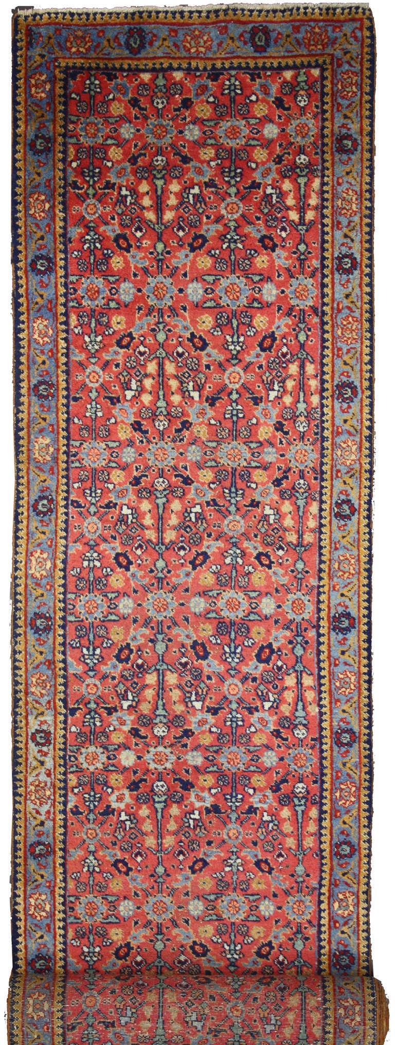 Wool Antique Persian Tabriz Carpet Runner with Modern Traditional Style
