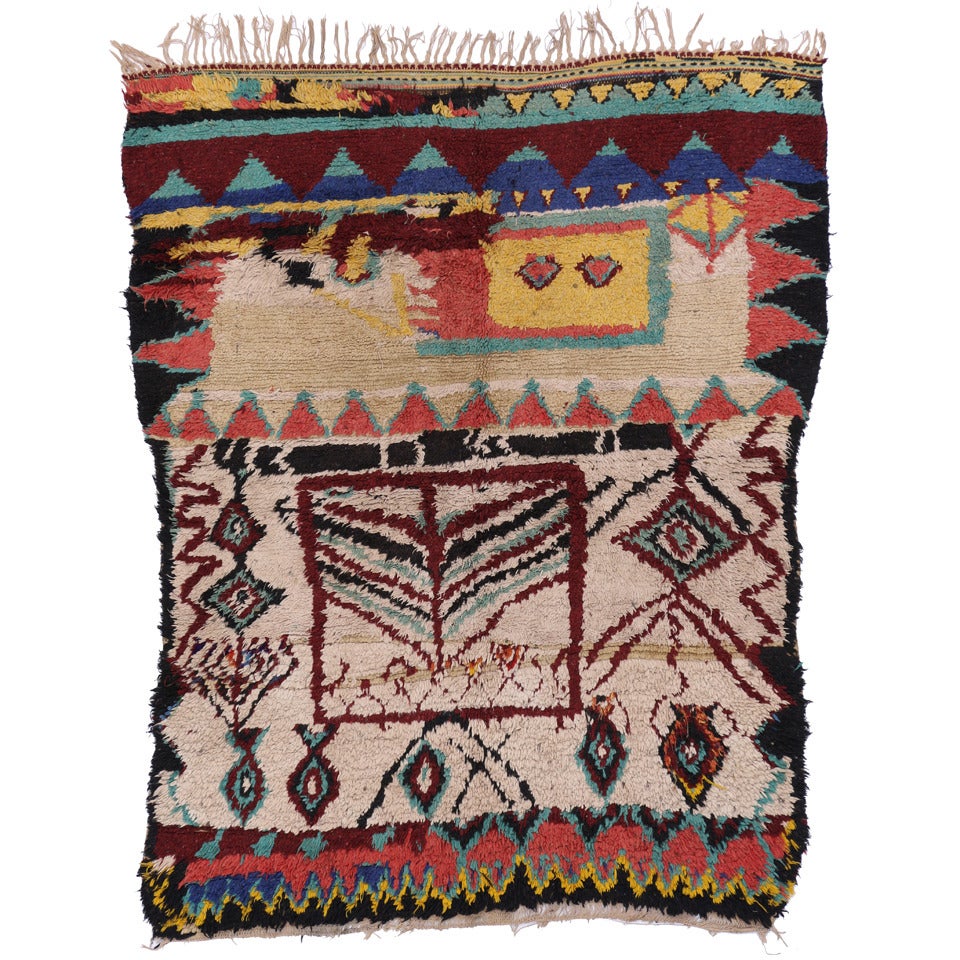 Vintage Berber Moroccan Rug with Abstract Tribal Design
