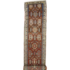 Antique Persian Heriz Runner with Modern Rustic Artisan Style, Extra-Long Runner