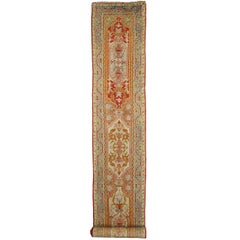 Antique Turkish Oushak Extra-Long Runner with Eclectic Mediterranean Style