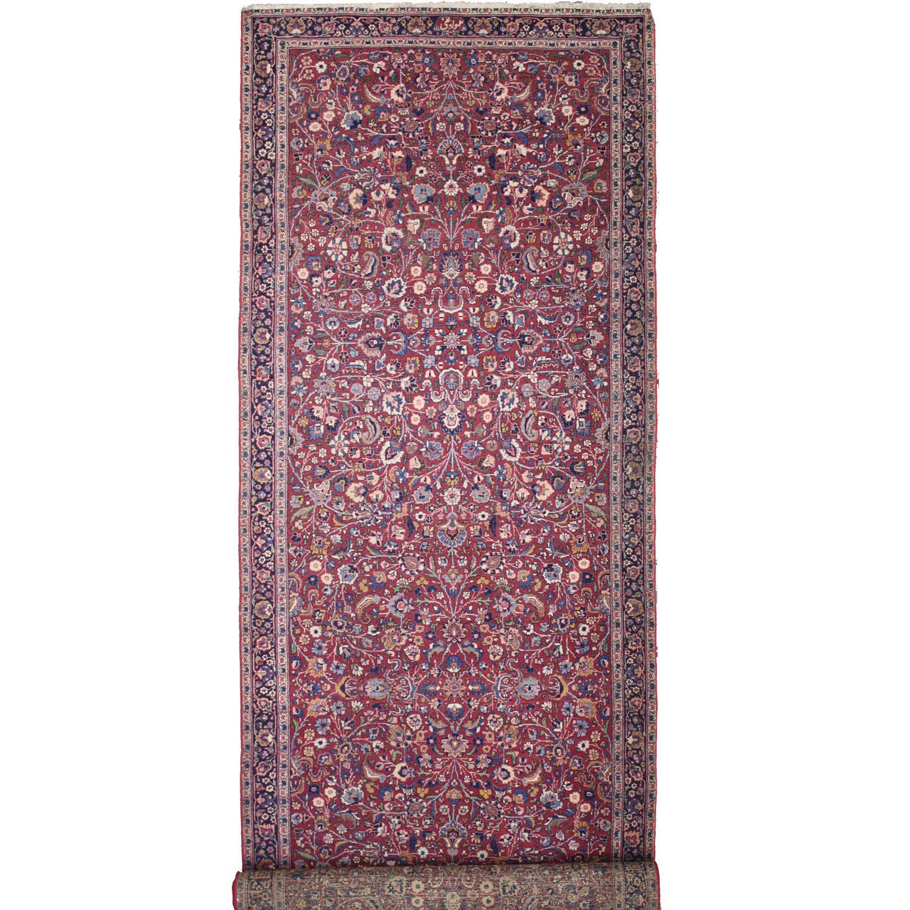 Tapis de couloir persan ancien Mashhad avec style du Vieux Monde, tapis de couloir extra long