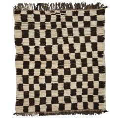 Vintage Berber Moroccan Rug with Retro Checkerboard Design and Cubism Style