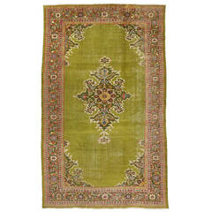 Late 19th Century Antique Persian Sultanabad Rug with Chartreuse Field 7
