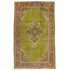 Distressed Antique Persian Sultanabad Palace Rug with Bold English Chintz Style