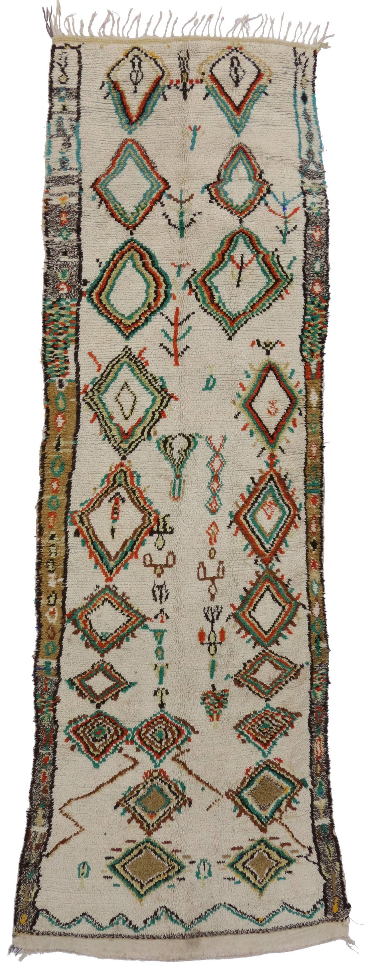 Vintage Moroccan Azilal Runner with Modern Tribal Style, Shag Hallway Runner 3