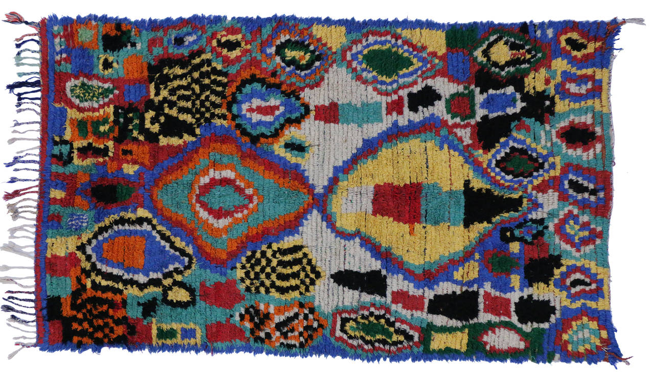 Wool Vintage Berber Moroccan Rug with Contemporary Abstract Design