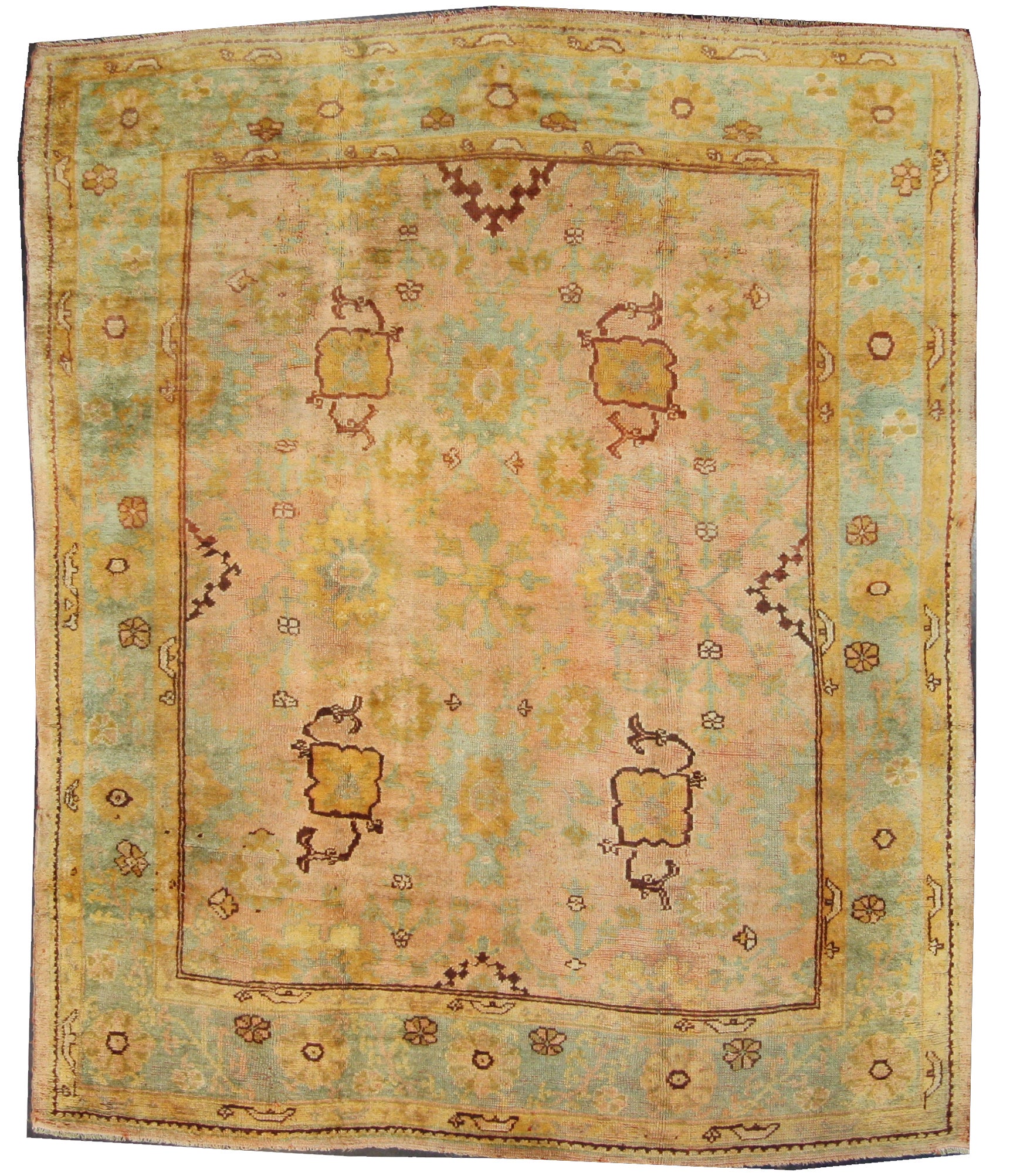 Antique Turkish Oushak Area Rug with French Provincial and Louis XIV Style For Sale