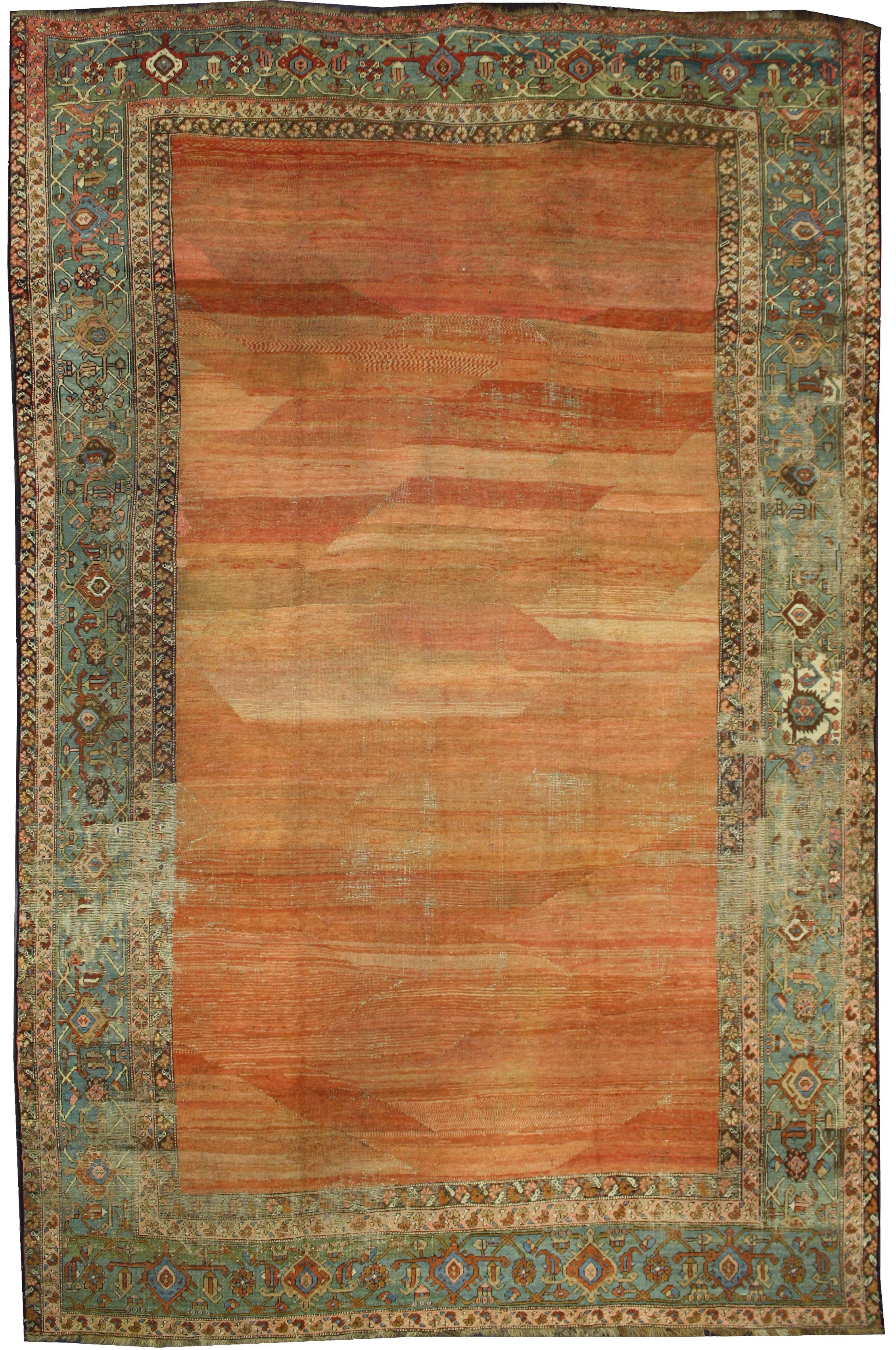 Mid-19th Century Antique Persian Bakshaish Rug with Rustic Mediterranean Style For Sale