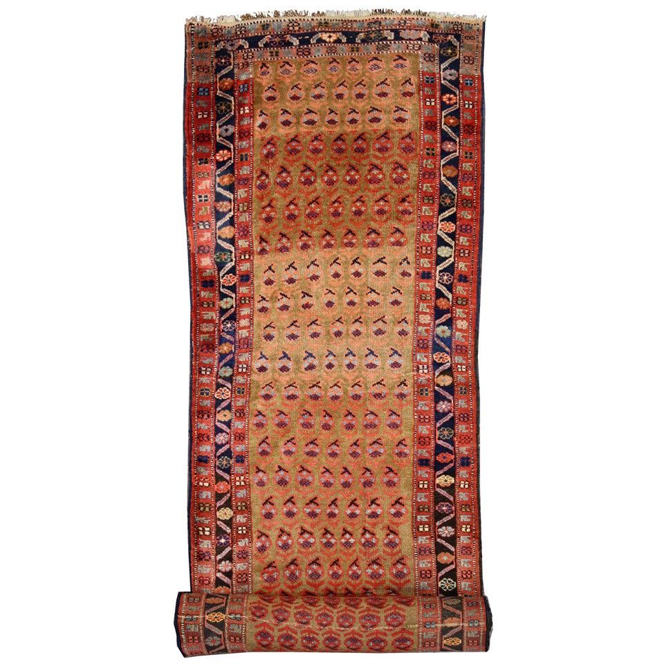 Late 19th Century Antique Persian Kurd Carpet Runner, Long Persian Runner