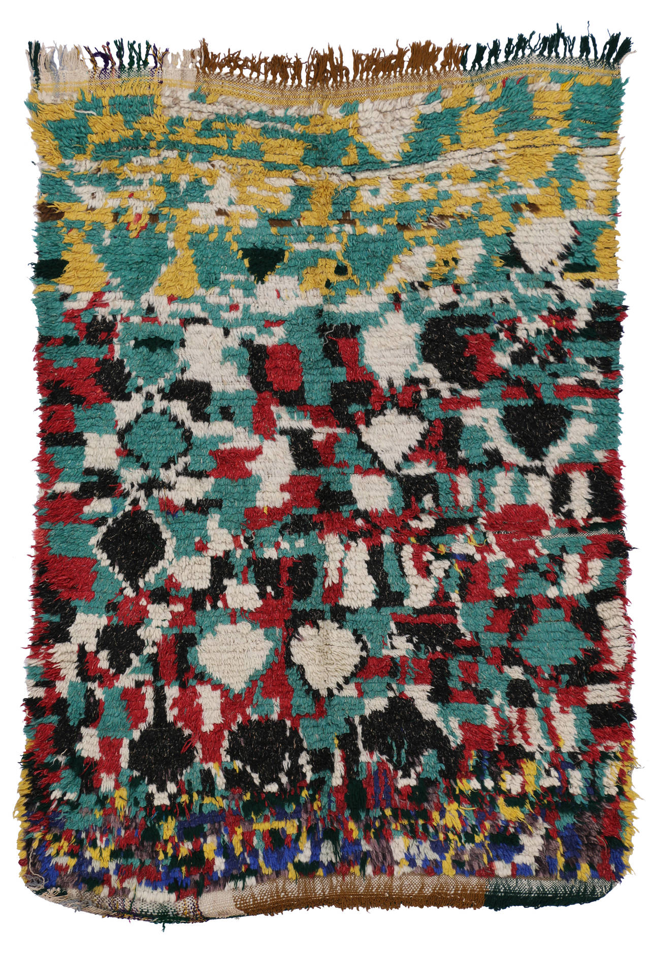 Wool Vintage Berber Moroccan Azilal Rug with Contemporary Abstract Style For Sale